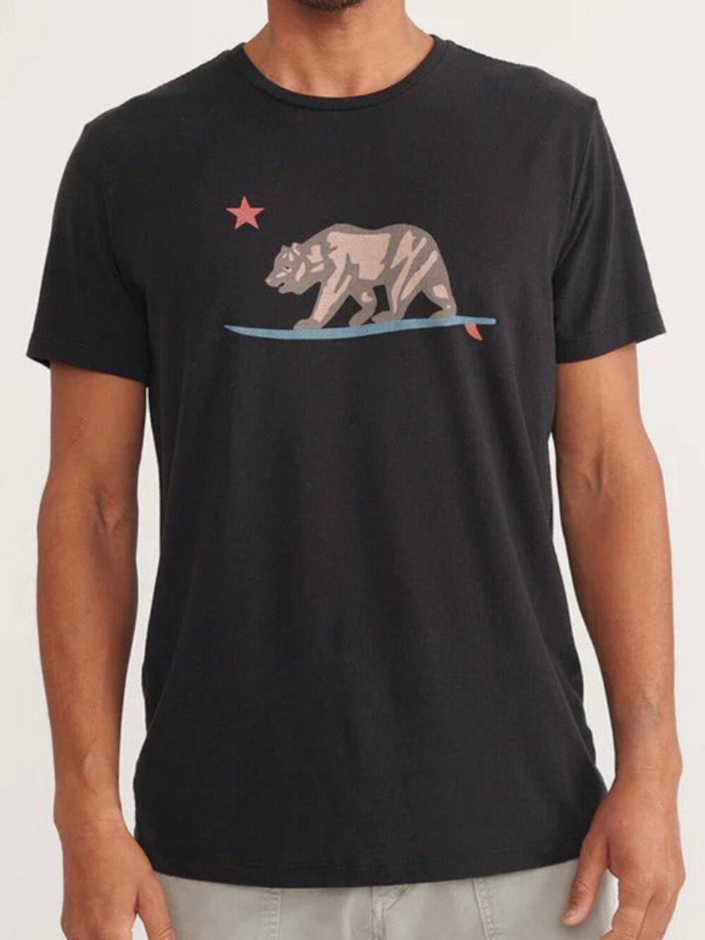 Marine Layer Black Re-Spun Surfing Bear Graphic Tee